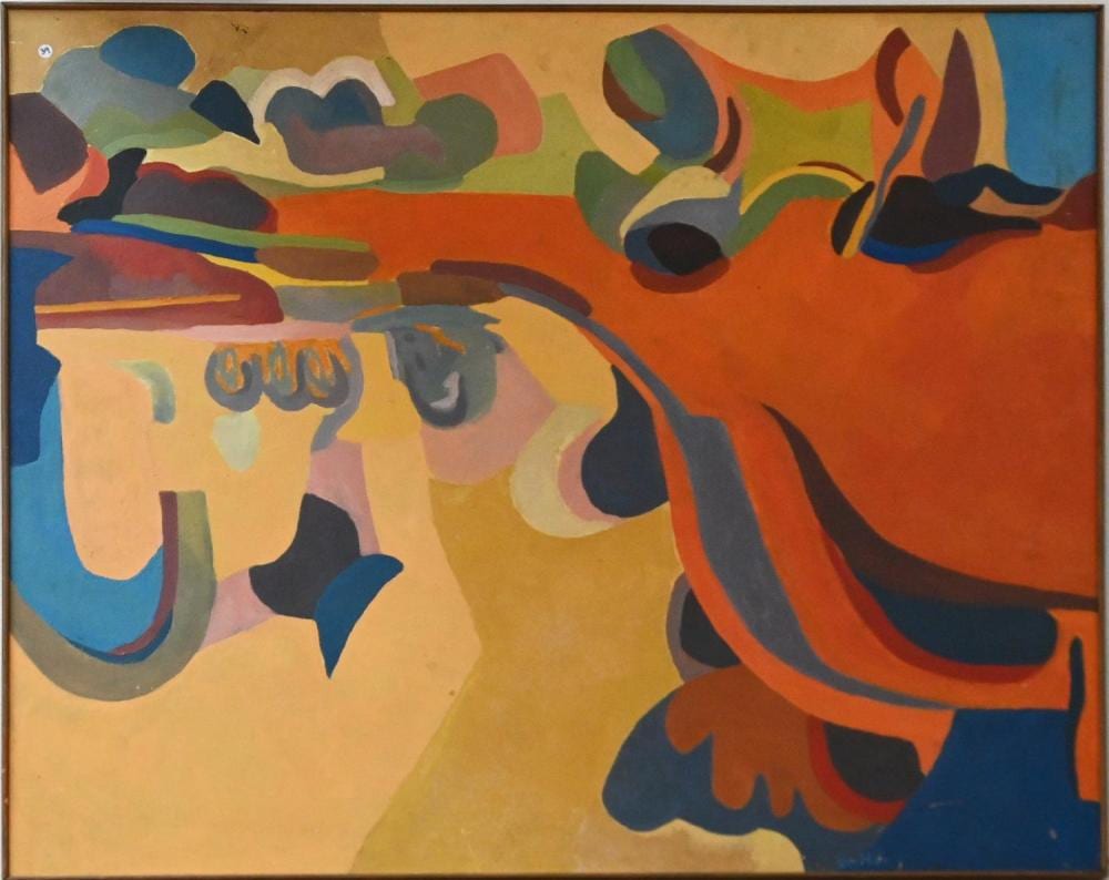 Frank Werther comparable auction result: frank werther abstract oil on board signed lower right 91 x 108 5cm frame size 92 5 x 110cm