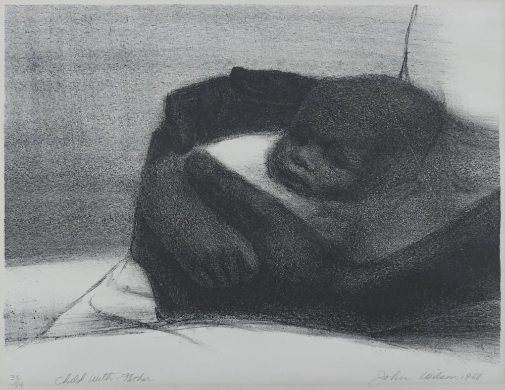John Woodrow Wilson comparable auction result: john woodrow wilson child with father 1968 lithograph