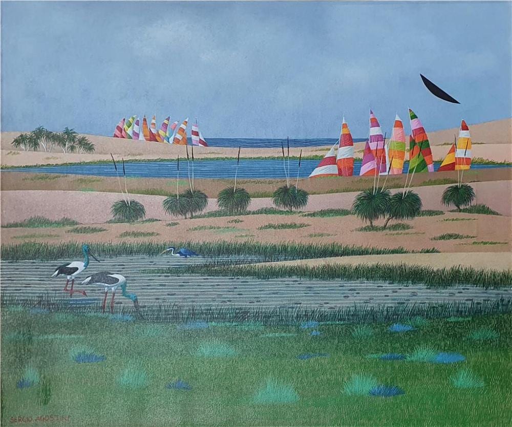 Sergio Agostini comparable auction result: sergio agostini italy america australia 1921 2005 water birds oil on canvas signed lower left 50 x 60 cm