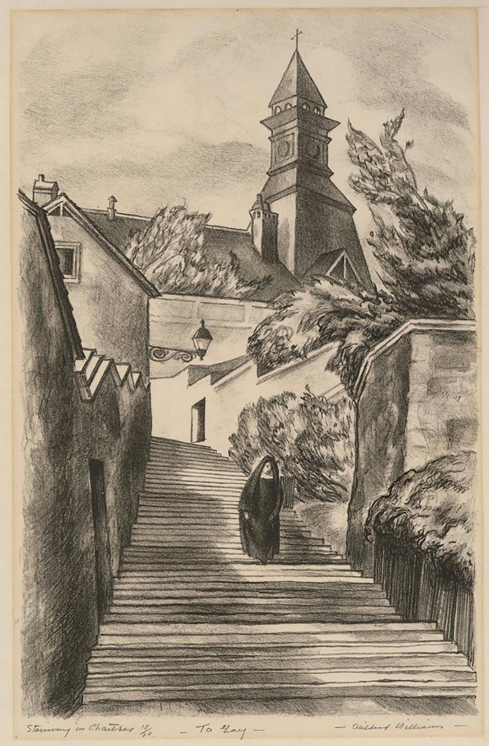 mildred williams stairway in chartres · Armstrong Fine Art · 2022-09-24 Mildred Emerson Williams comparable auction result: mildred williams stairway in chartres