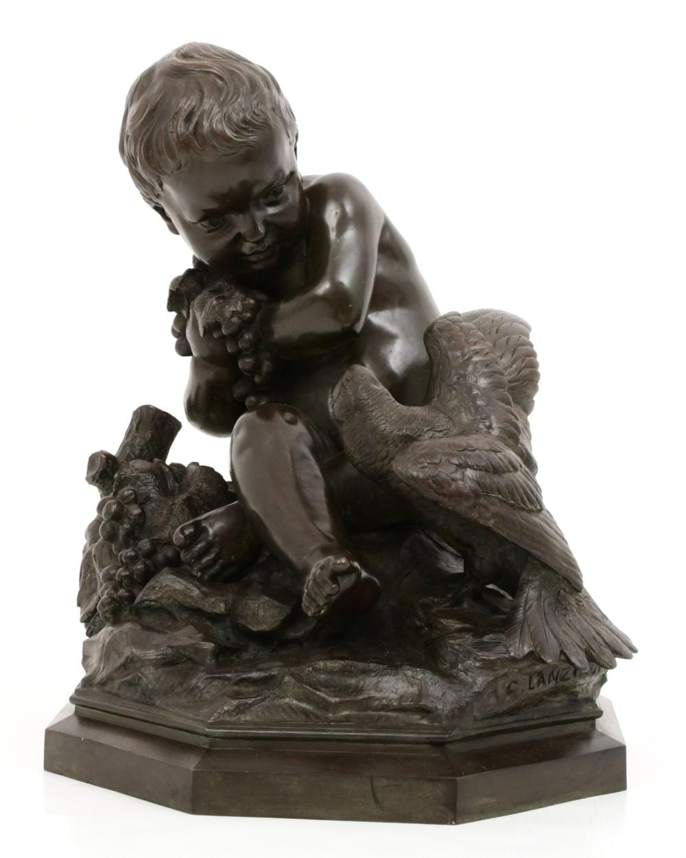 Antonio Giovanni Lanzirotti comparable auction result: antonio giovanni lanzirotti italian 1839 1911 a boy parrot fighting over grapes