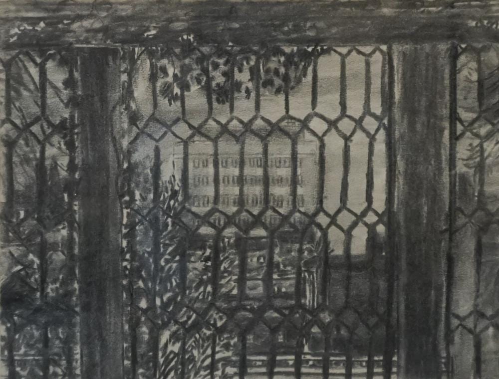 j eugene gardner american 1904 1999 maeterlink s garden washington square south charcoal and graphite on paper frame 21 x 23 1 2 in 53 34 x 59 69 cm · Weschler's · 2022-09-07 J. Eugene Gardner comparable auction result: j eugene gardner american 1904 1999 maeterlink s garden washington square south charcoal and graphite on paper frame 21 x 23 1 2 in 53 34 x 59 69 cm
