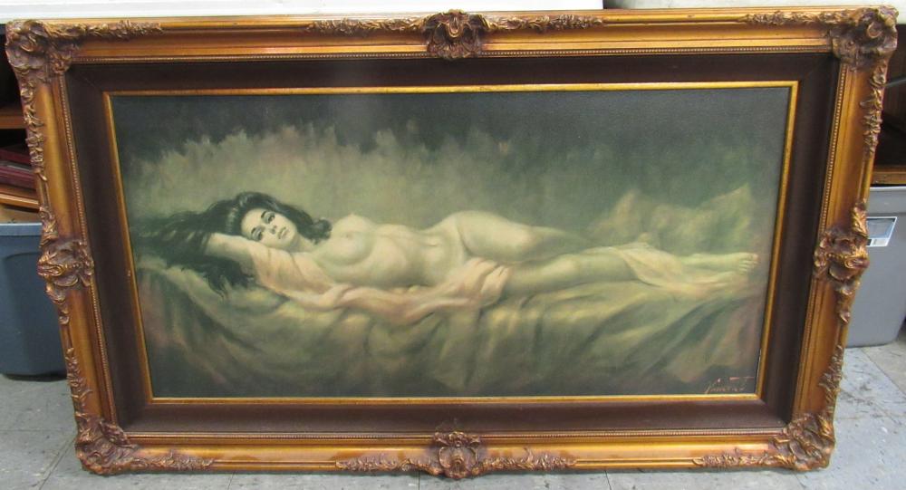 Larry Vincent Garrison comparable auction result: larry vincent garrison 1923 2007 reclining nude oil signed 48 x 28 1 4 ec