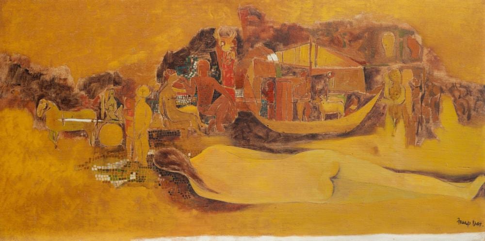 Arup Das comparable auction result: arup das 1927 2004 untitled the dream oil on canvas 24 x 48 in 61 x 1