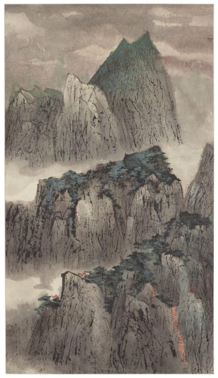 Jiqian Wang comparable auction result: c c wang wang jiqian 1907 2003 mountainous landscape hanging scroll i