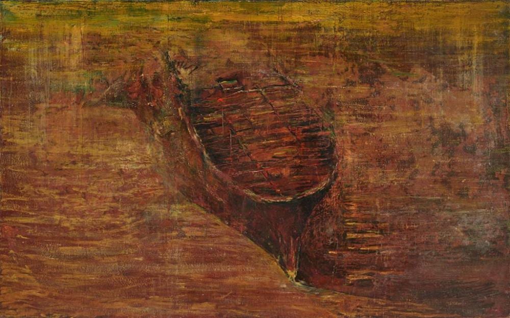 Joseph Rolella comparable auction result: joseph rolella 1972 remnants 1993 oil on canvas 152 x 243 5 cm frame 155 x 246 x 4 cm signed dated and titled verso