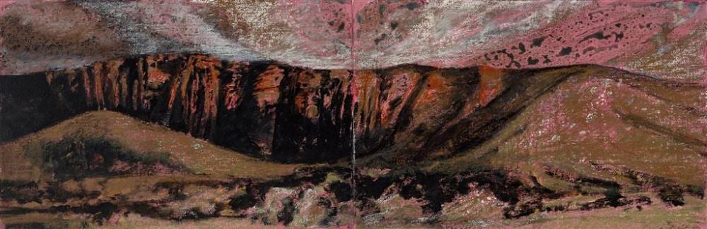 Mandy Martin comparable auction result: mandy martin 1952 2021 untitled 1989 angelsea diptych mixed media on arches paper laid on canvas 37 x 56 5 cm each frame