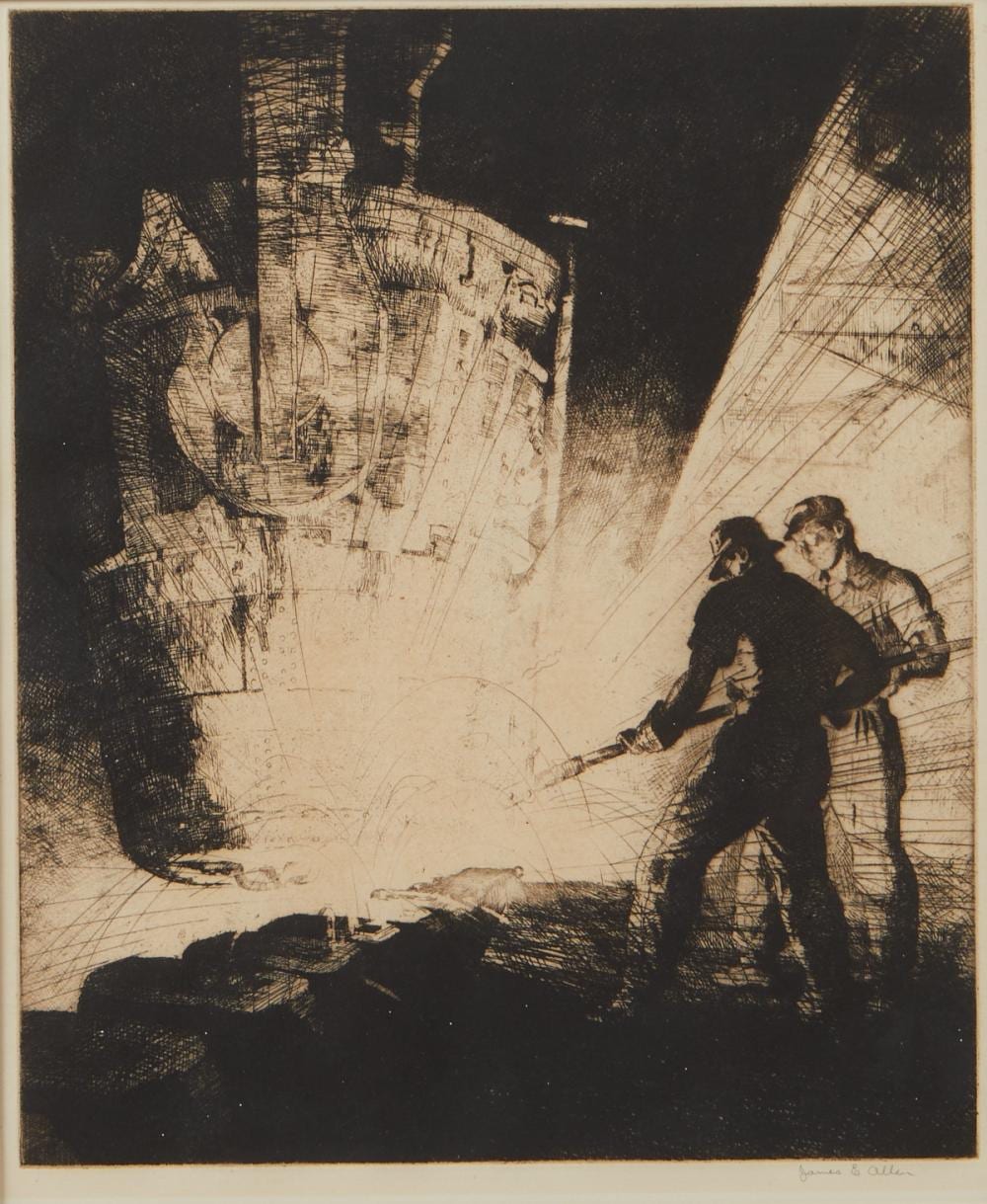 James (1941) Allen comparable auction result: james allen teaming ingots etching