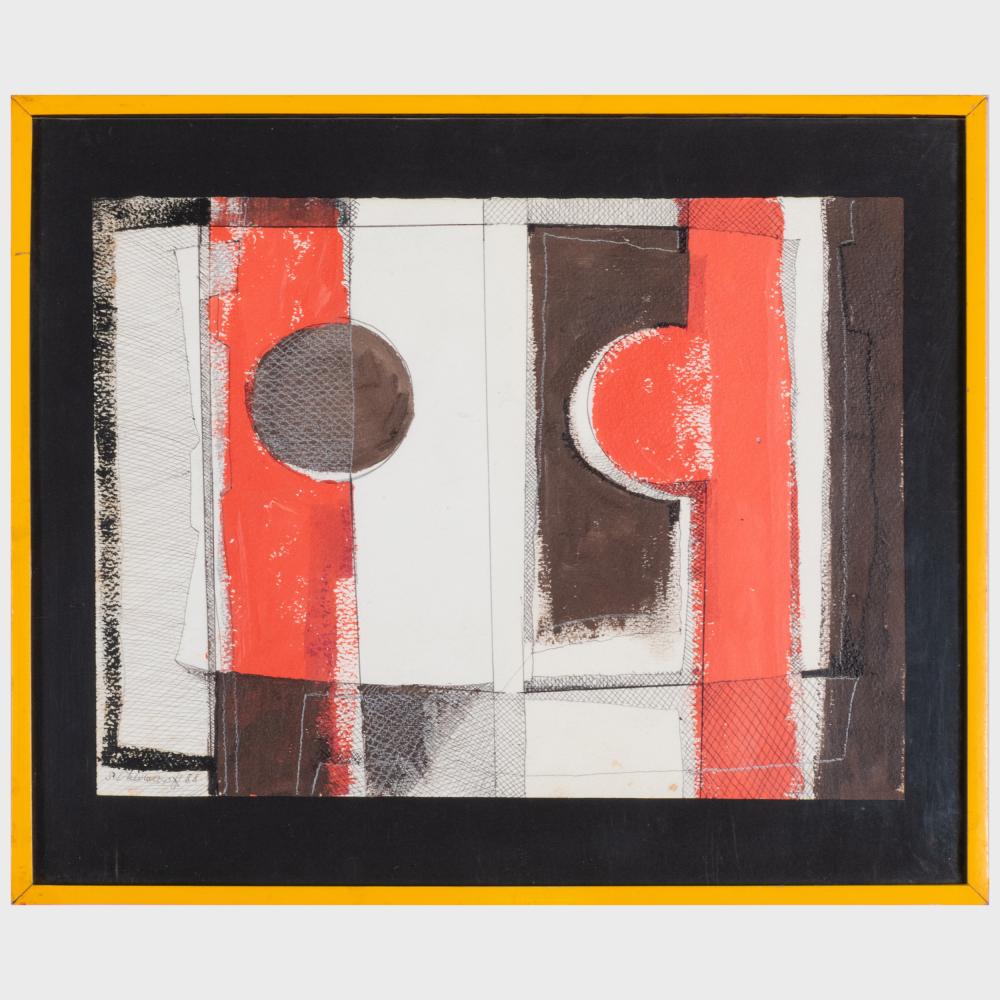 Serge Chermayeff comparable auction result: serge chermayeff 1900 1996 red and black watercolor