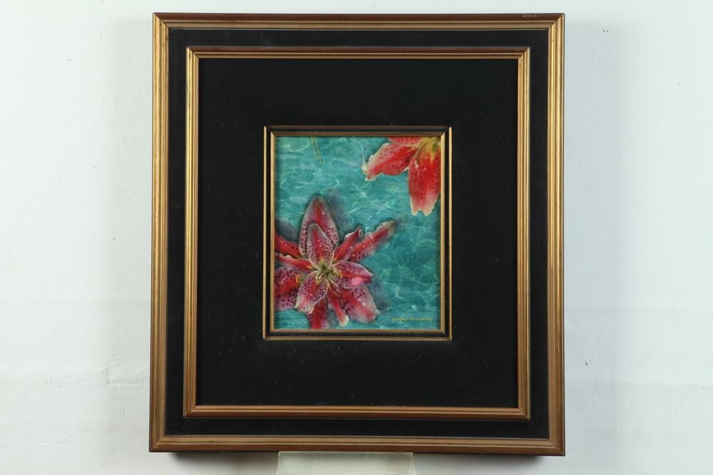 Yankel Ginsburg comparable auction result: yankel ginsburg russian israeli born 1945 study for lilies downstream acrylic and pastels on wood signed lower right hand fram