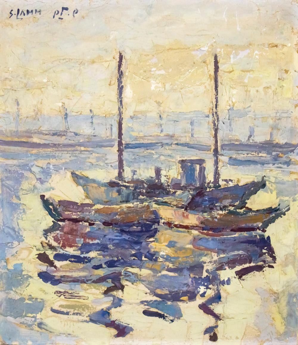 Shmuel Lamm comparable auction result: shmuel lamm 1905 1994 boats oil on canvas