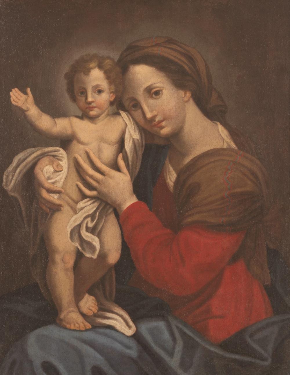 Tommaso Conca comparable auction result: tommaso conca attribuito a roma 1734 roma 1822 madonna con bambino olio su tela cm 74x59 con cornice cm 88x72