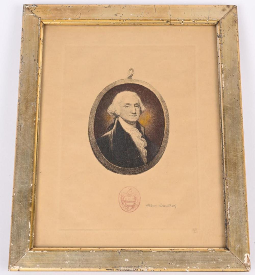 Albert Rosenthal comparable auction result: albert rosenthal george washington etching