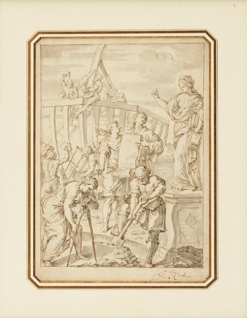 Jan Claudius de Cock comparable auction result: jan claudius de cock 1668 1735 chantier l antique encre et lavis sur p