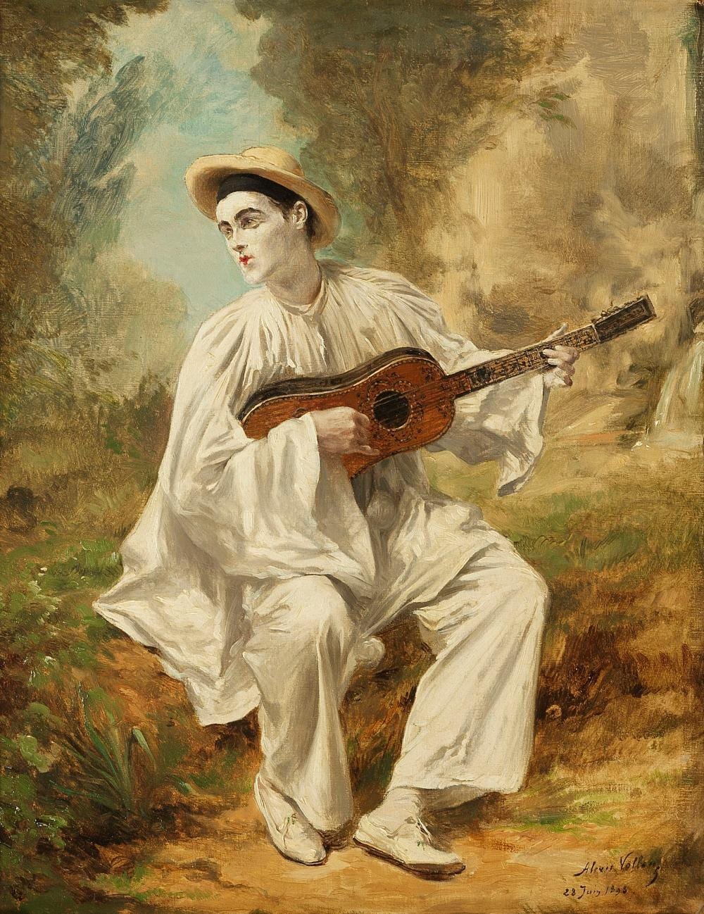 Alexis Vollon comparable auction result: alexis vollon 1865 1945 pierrot la guitare huile sur toile sign e et
