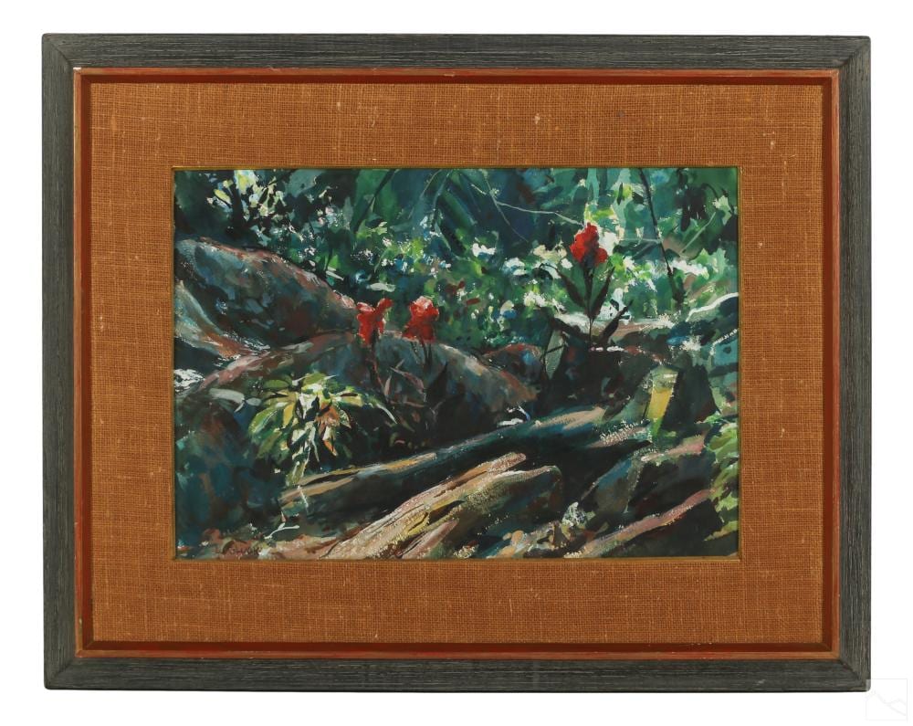 Larry Gluck comparable auction result: larry gluck b 1931 still life watercolor painting