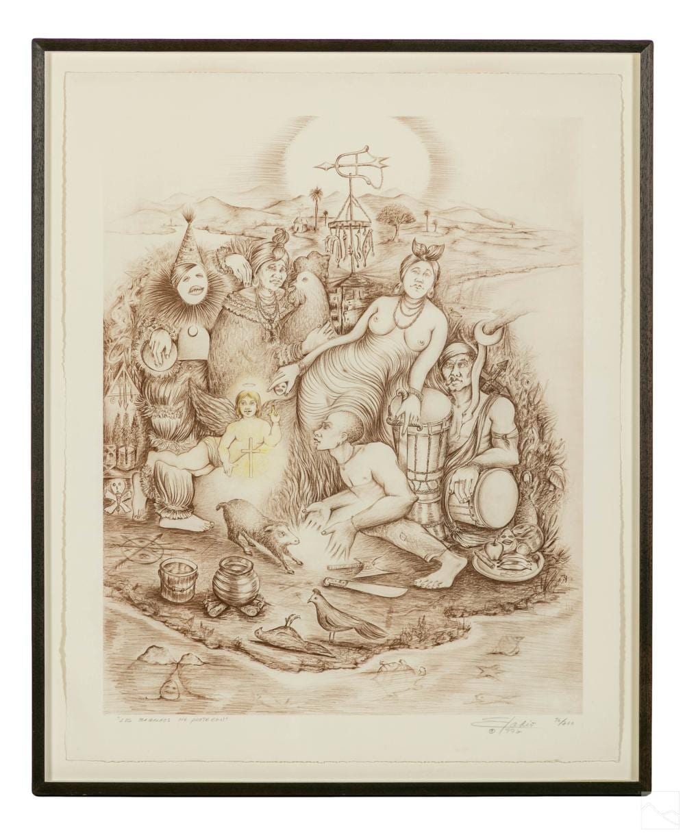 Eladio Gonzalez comparable auction result: eladio gonzalez b 1937 santeria lithograph signed