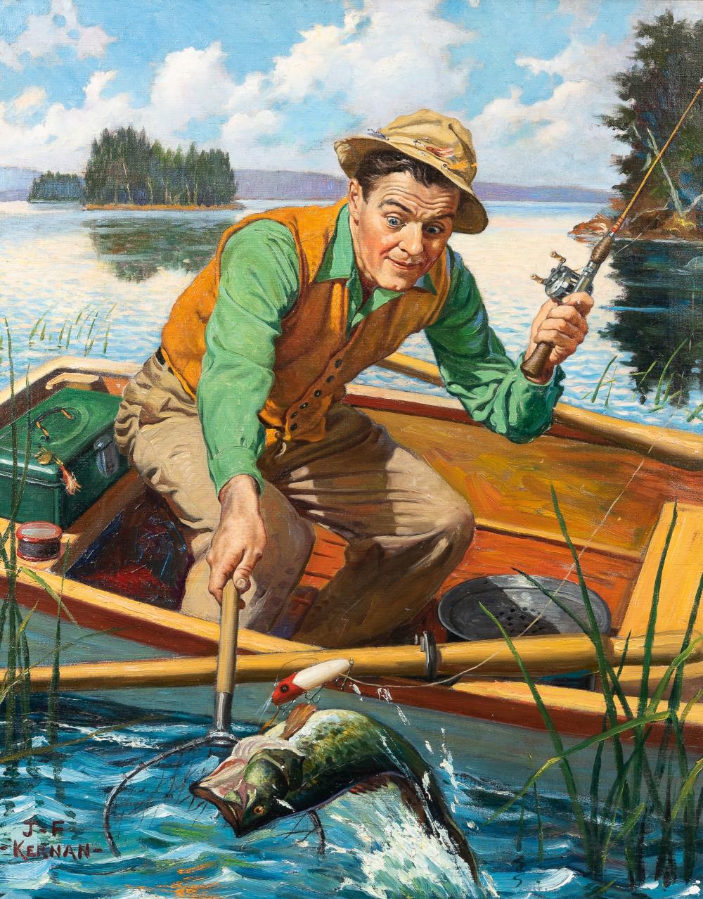 Joseph Kernan comparable auction result: joseph f kernan 1878 1958 into the net 30 x 24 in 76 5 x 61 2 cm framed 35 3 8 x 29 1 4 in