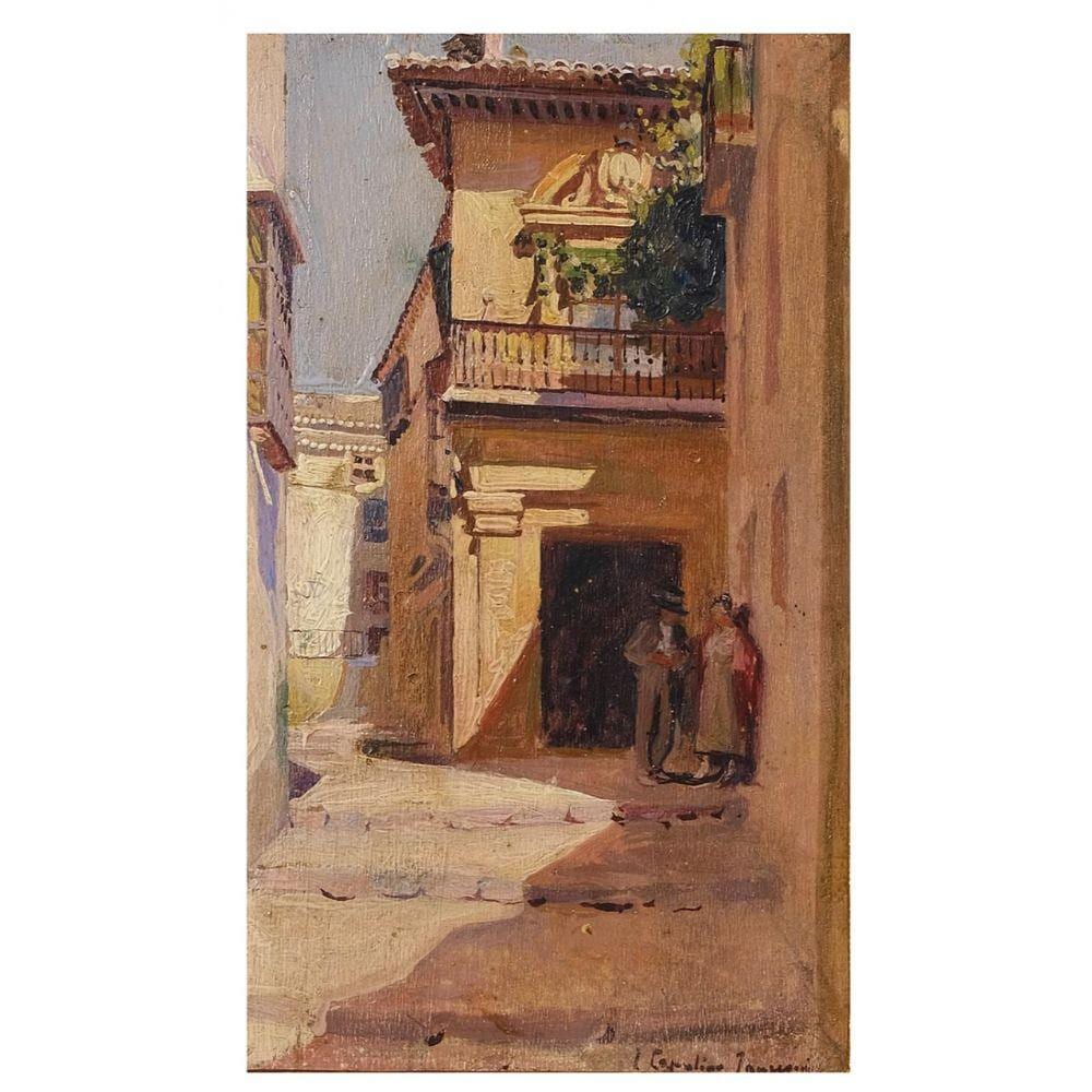 Joaquín Capulino Jáuregui comparable auction result: paisaje con pareja de personajes