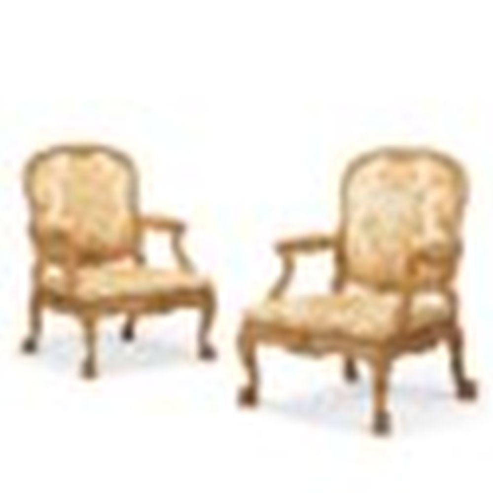Johan Mengels Culverhouse comparable auction result: a pair of george ii white painted and parcel gilt armchairs designed by joh