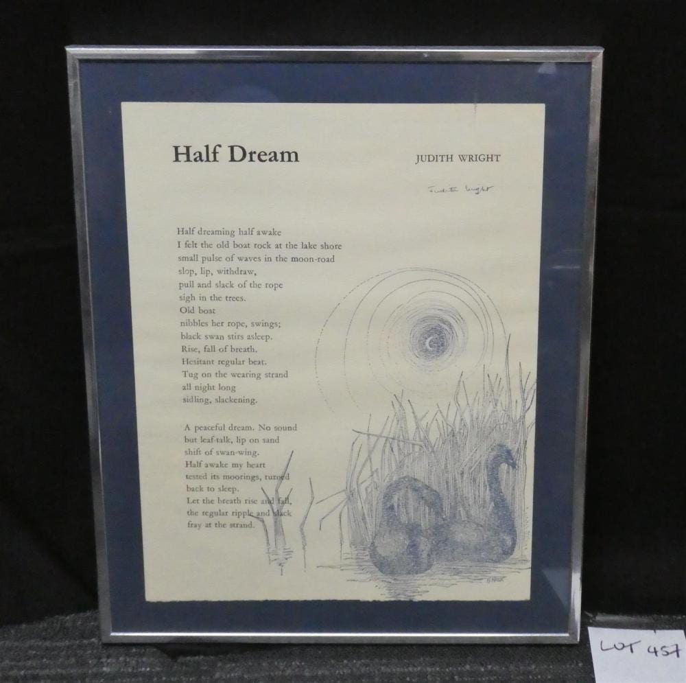 Judith Wright comparable auction result: judith wright signed