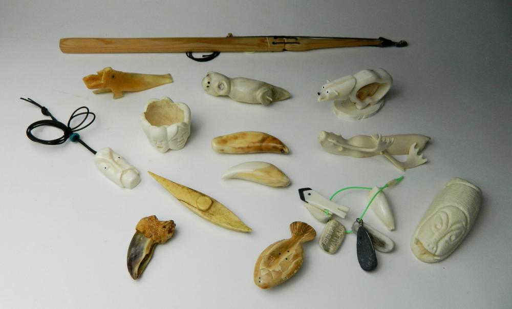 Silas Kayakjuak comparable auction result: 15 inuit carvings