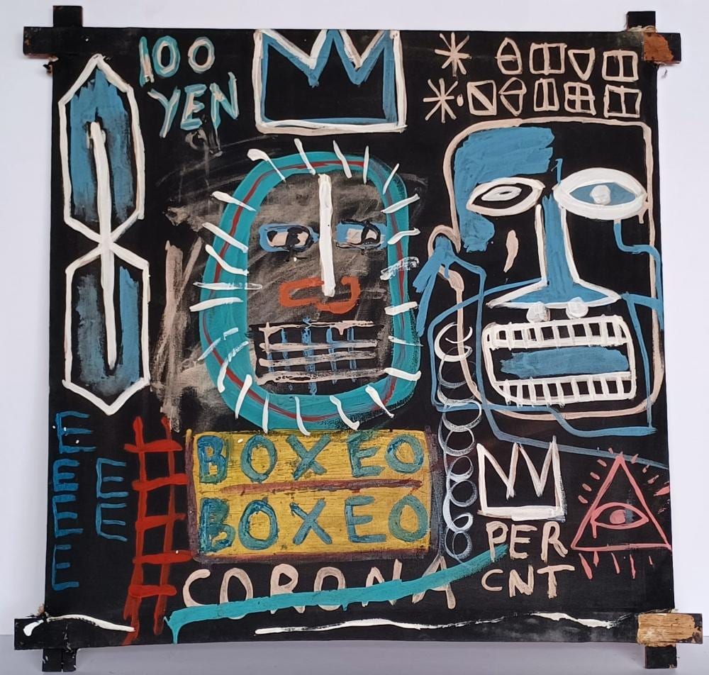 Jean-Michel Basquiat, acrylic painting on canvas signed sold by Novartia, lot 174 — auction record photograph