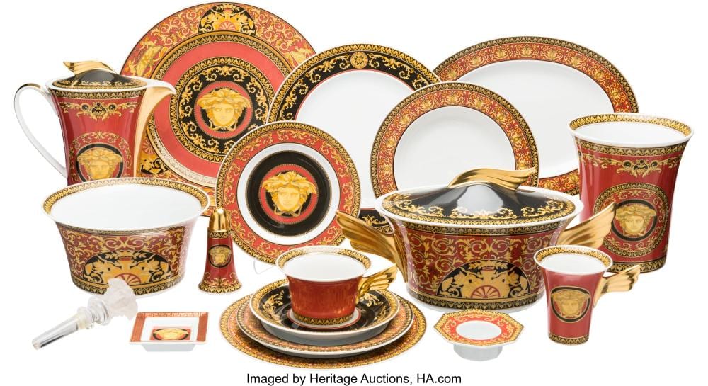 versace rosenthal set of 67 medusa red porcelain china and dinnerware set by gi · Heritage Auctions · 2022-10-06 Giovanni Battista (1833) Costa comparable auction result: versace rosenthal set of 67 medusa red porcelain china and dinnerware set by gi