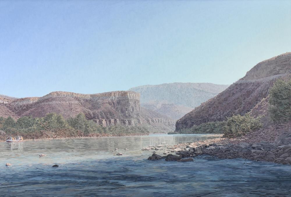 Henry Coe comparable auction result: henry coe american b 1946 a painting morning on the rio grande 1994