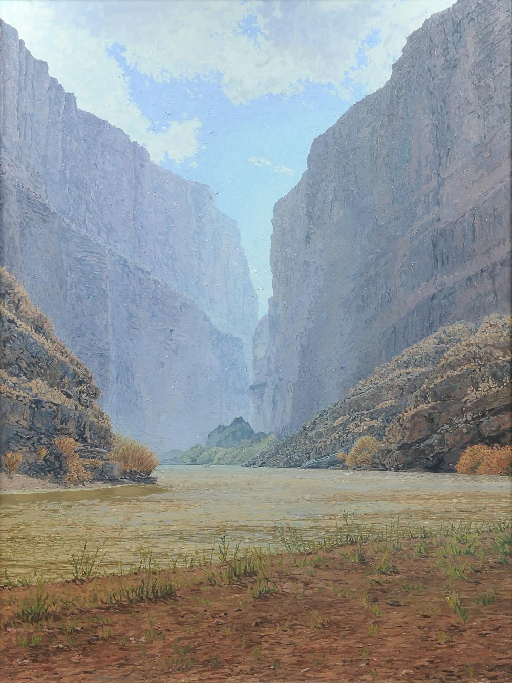 Henry Coe comparable auction result: henry coe american b 1946 a painting canyon mist 1990