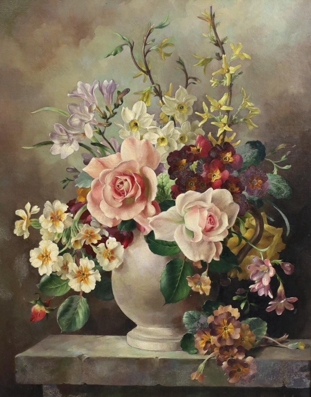 Harold Clayton comparable auction result: harold clayton 1896 1979 flowerpiece oil on canvas 50 x 40cm