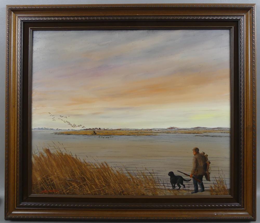Hank Walker comparable auction result: hank walker painting goose hunt scene