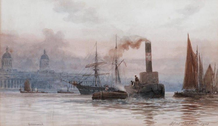 Alfred Edward Parkman comparable auction result: alfred edward parkman 1852 1930 greenwich st paul s from bankside