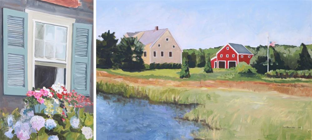 carol horgan lesher american b 1962 pa artist 2 paintings farm landscape and window box oil on canvas signed carol horgan les · William Bunch Auctions & Appraisals · 2022-10-10 Carol Horgan Lesher comparable auction result: carol horgan lesher american b 1962 pa artist 2 paintings farm landscape and window box oil on canvas signed carol horgan les