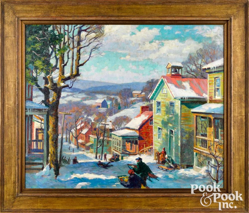Garnet W Jex comparable auction result: garnet w jex oil on board winter landscape