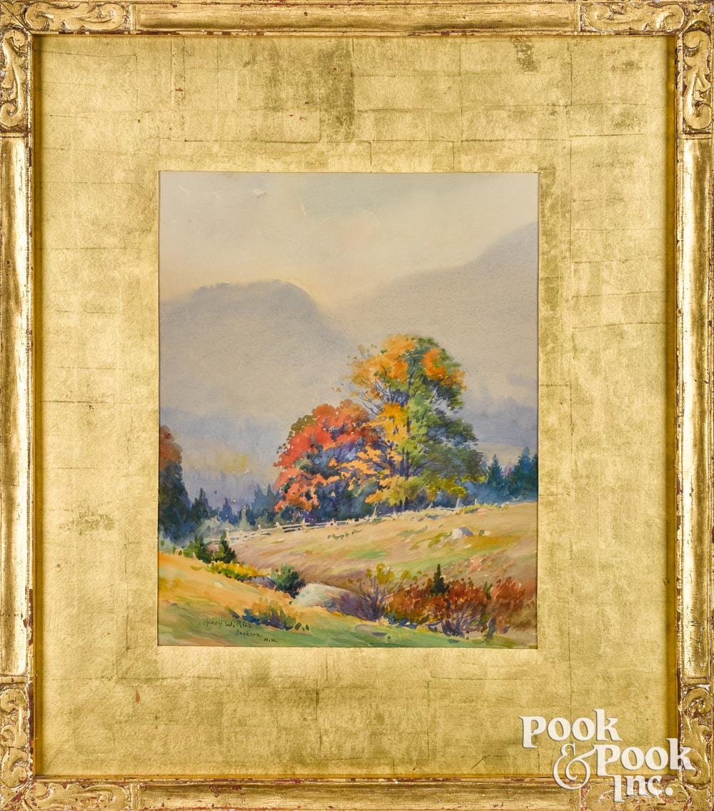 Henry Webster Rice comparable auction result: henry webster rice watercolor landscape