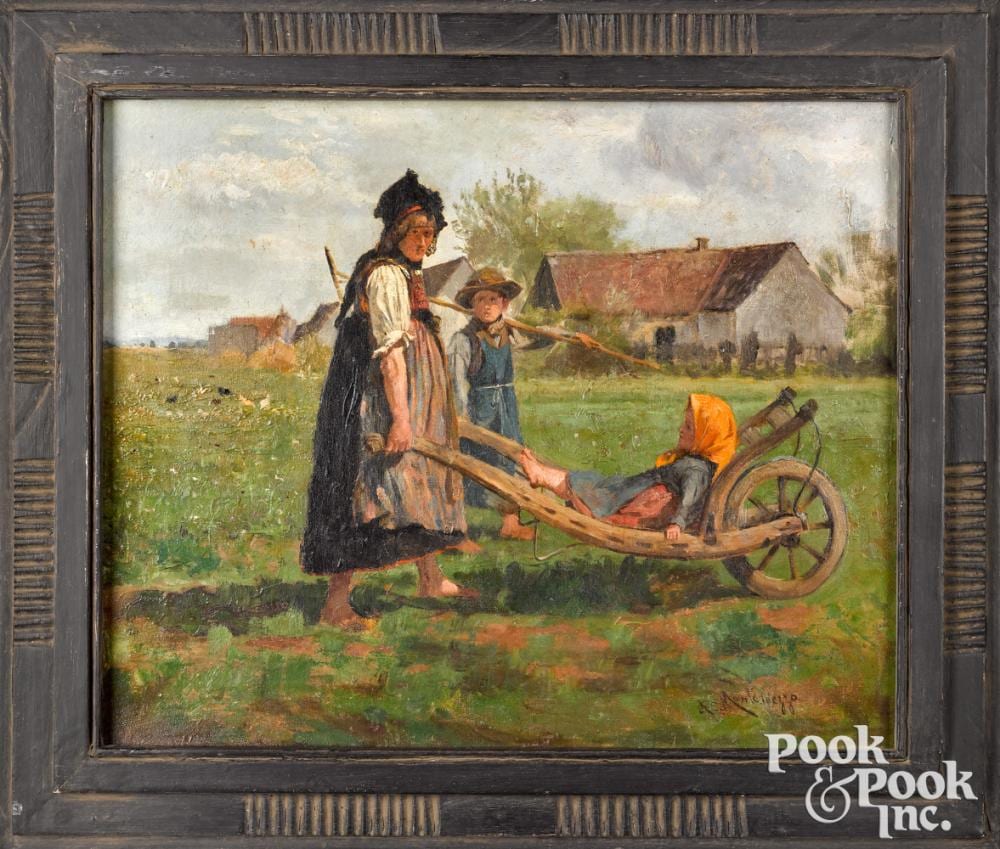 Antonio Montemezzo comparable auction result: antonio montemezzo oil of a woman with children