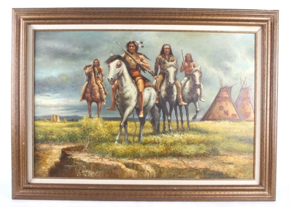 Troy Anderson comparable auction result: troy anderson original oil of native americans
