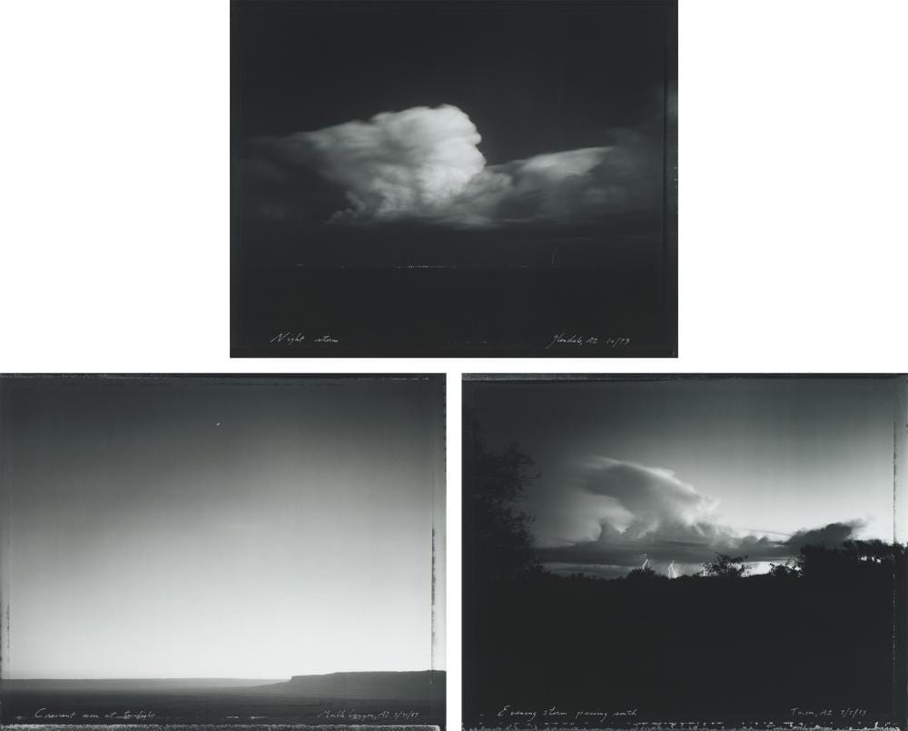 Mark Klett comparable auction result: mark klett 3 night storm over glendale crescent moon at twilight evening storm passing south
