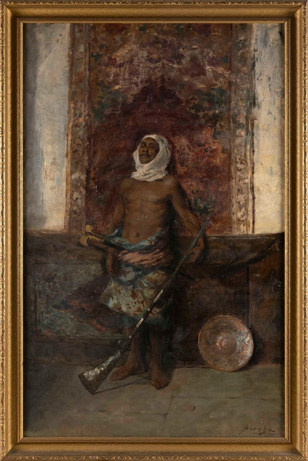 Antonio Lonza comparable auction result: antonio lonza italy 1846 1918 a palace guard oil on canvas 37 x 23 framed 42 x 27
