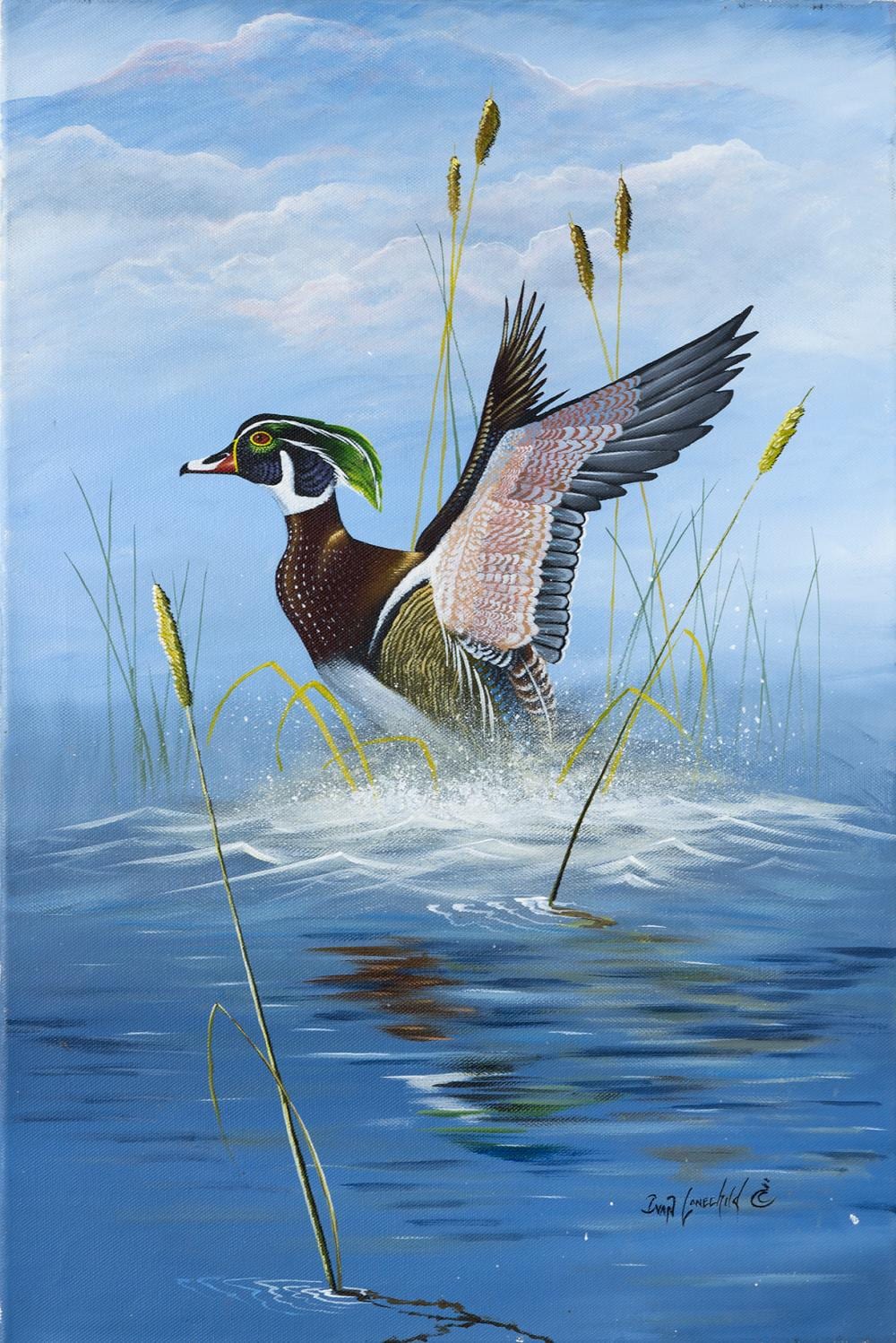 Ivan Lonechild comparable auction result: ivan lonechild untitled taking flight