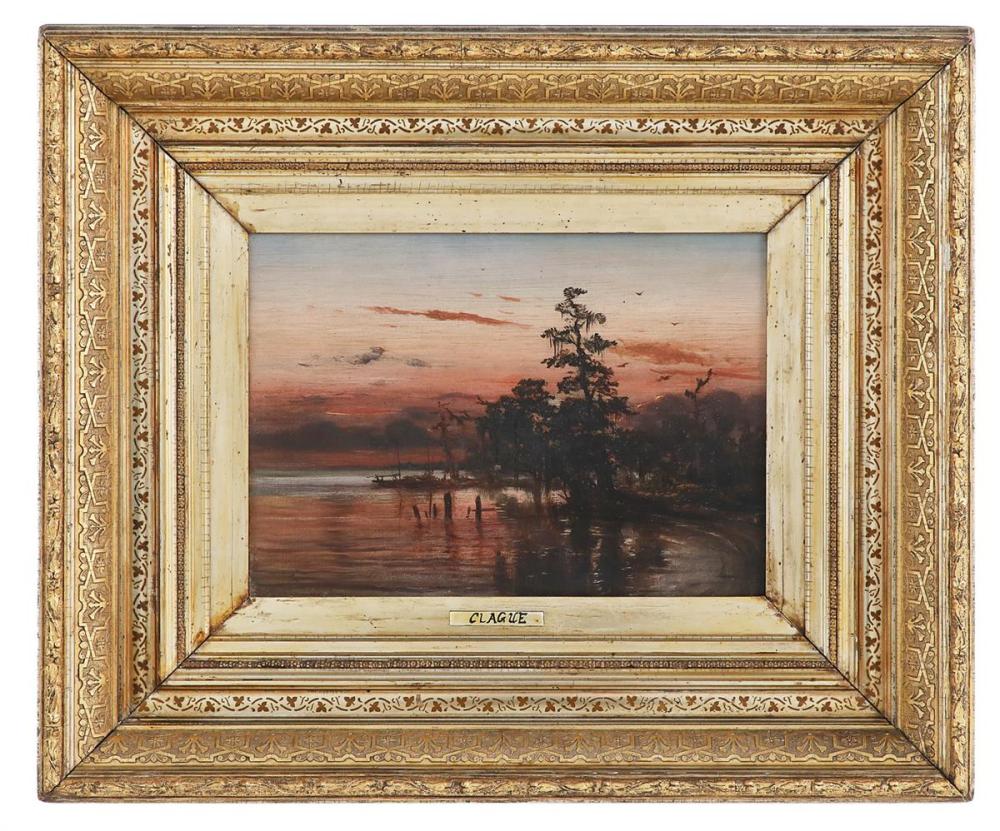 richard clague french new orleans 1821 1873 louisiana bayou at dusk · New Orleans Auction Galleries · 2022-10-09 Richard Clague comparable auction result: richard clague french new orleans 1821 1873 louisiana bayou at dusk