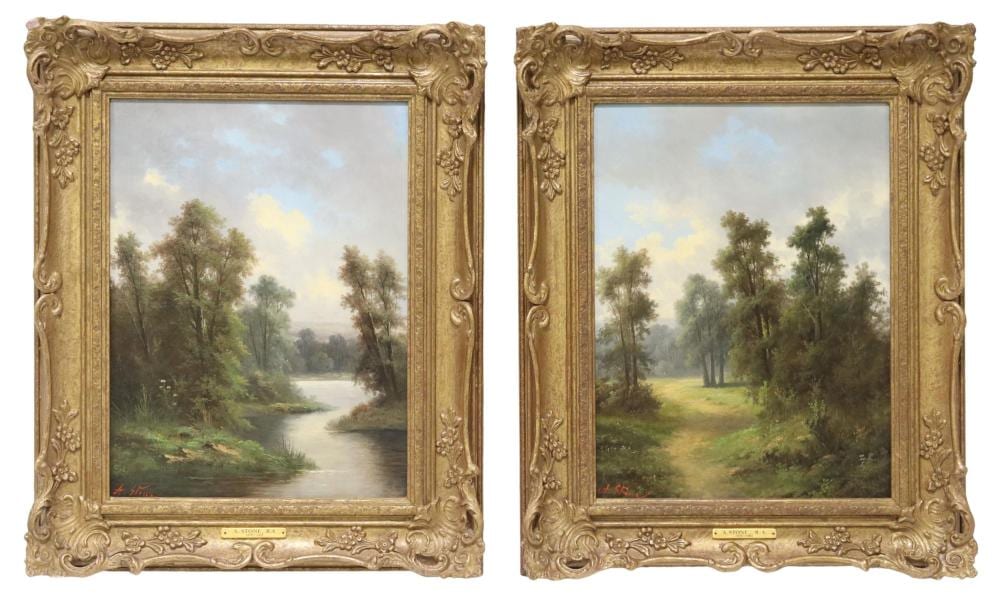 Ada Stone comparable auction result: 2 ada stone 19th 20th c landscape paintings