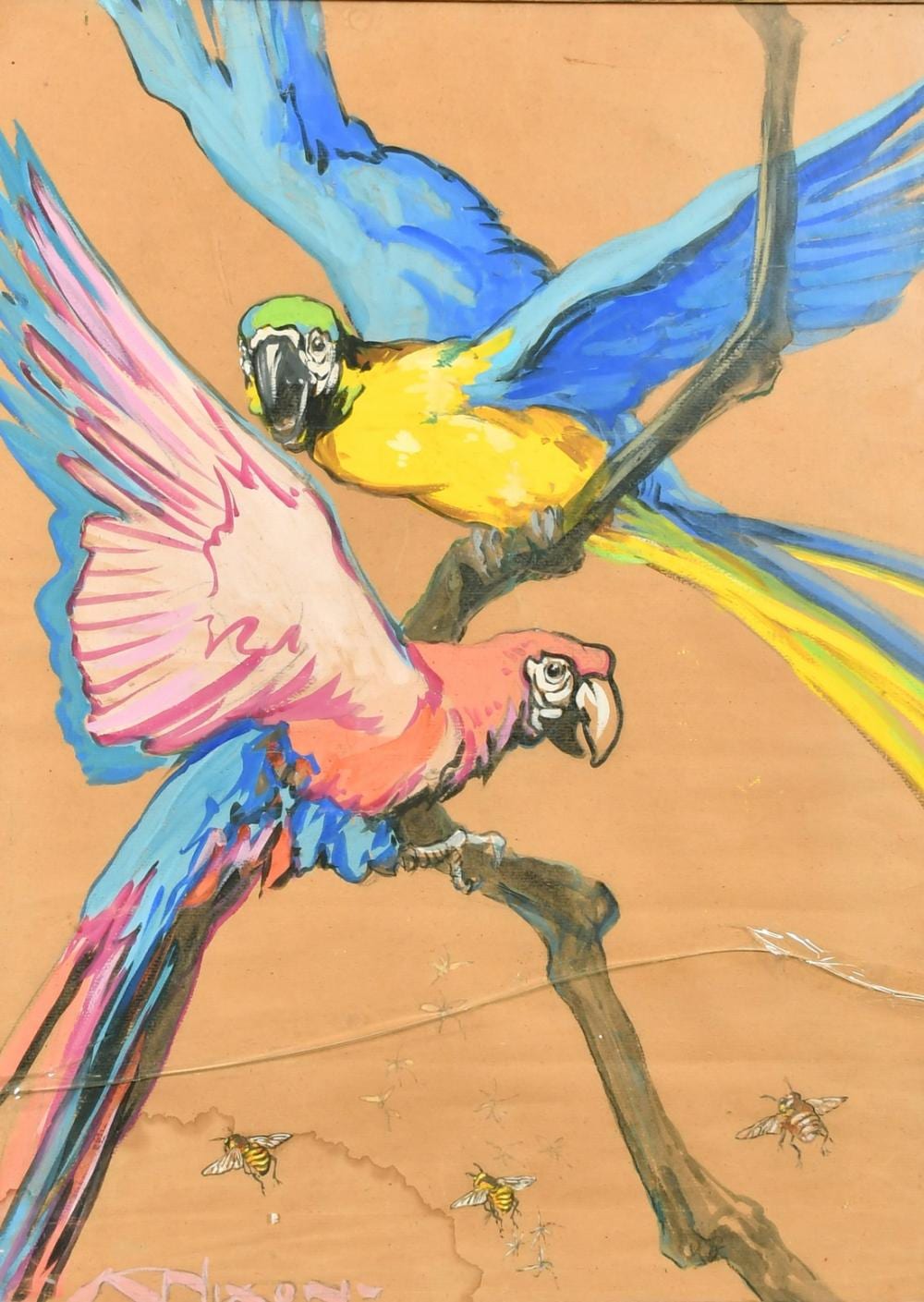 Kay Nixon comparable auction result: kay nixon 1895 1988 two parrots on a branch watercolour signed 26 x 19 66 x 48cm