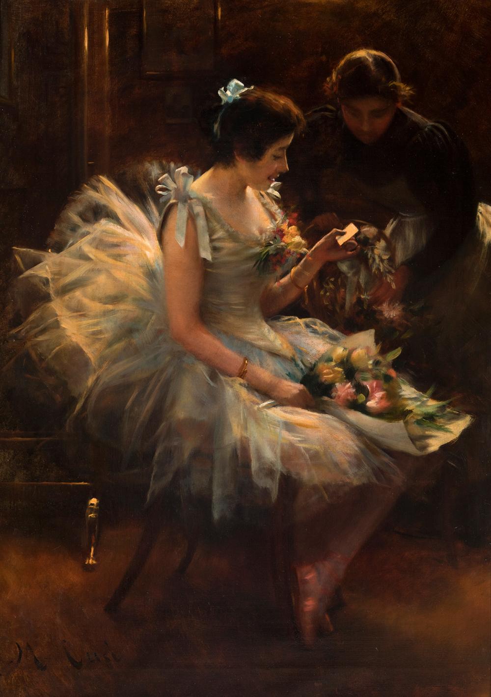 Manuel Cusí Ferret comparable auction result: manuel cus ferret vilanova i la geltr barcelona 1857 barcelona 1919 dancer in the dressing room oil on canvas