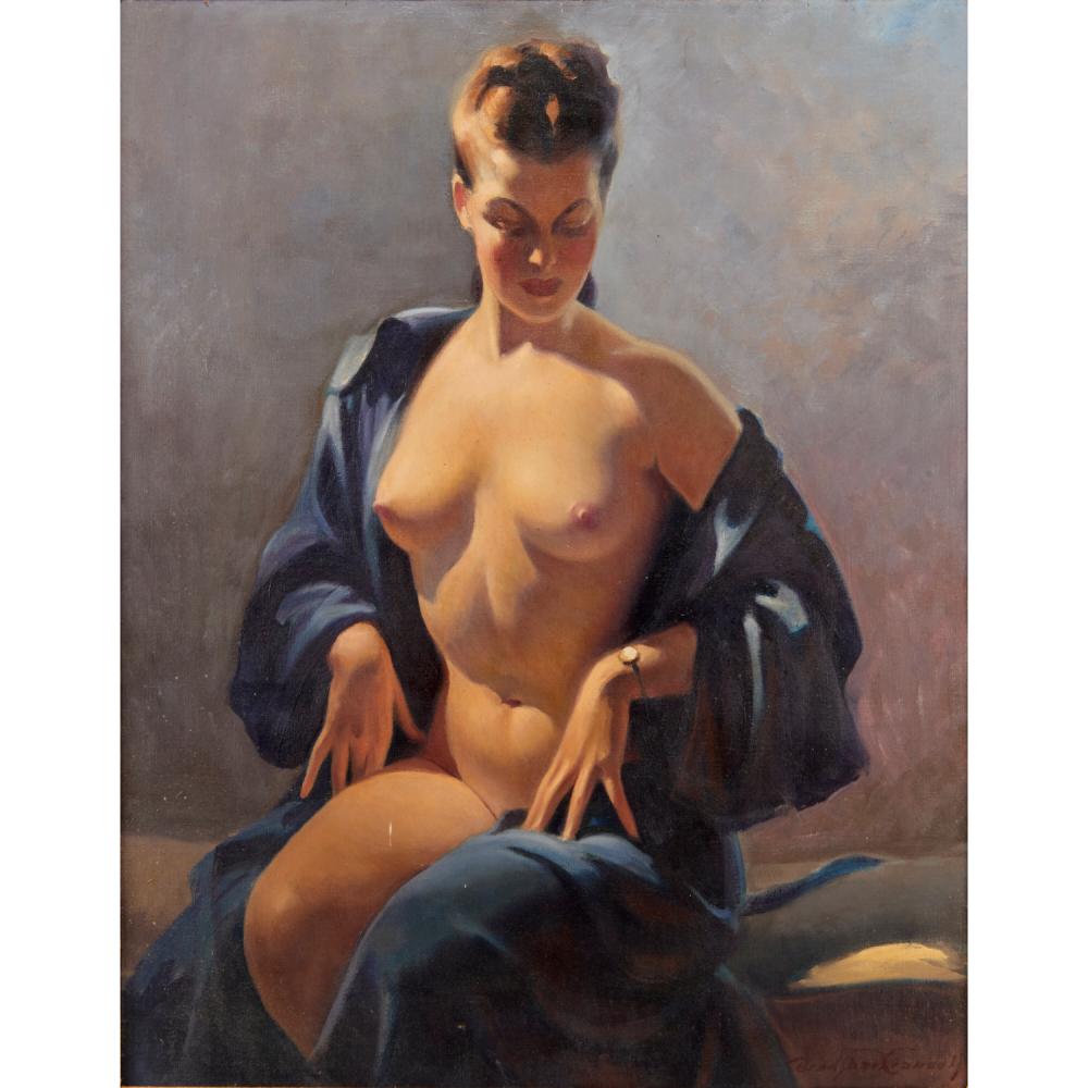 Bradshaw Crandell comparable auction result: bradshaw crandell nude pinup oil on canvas