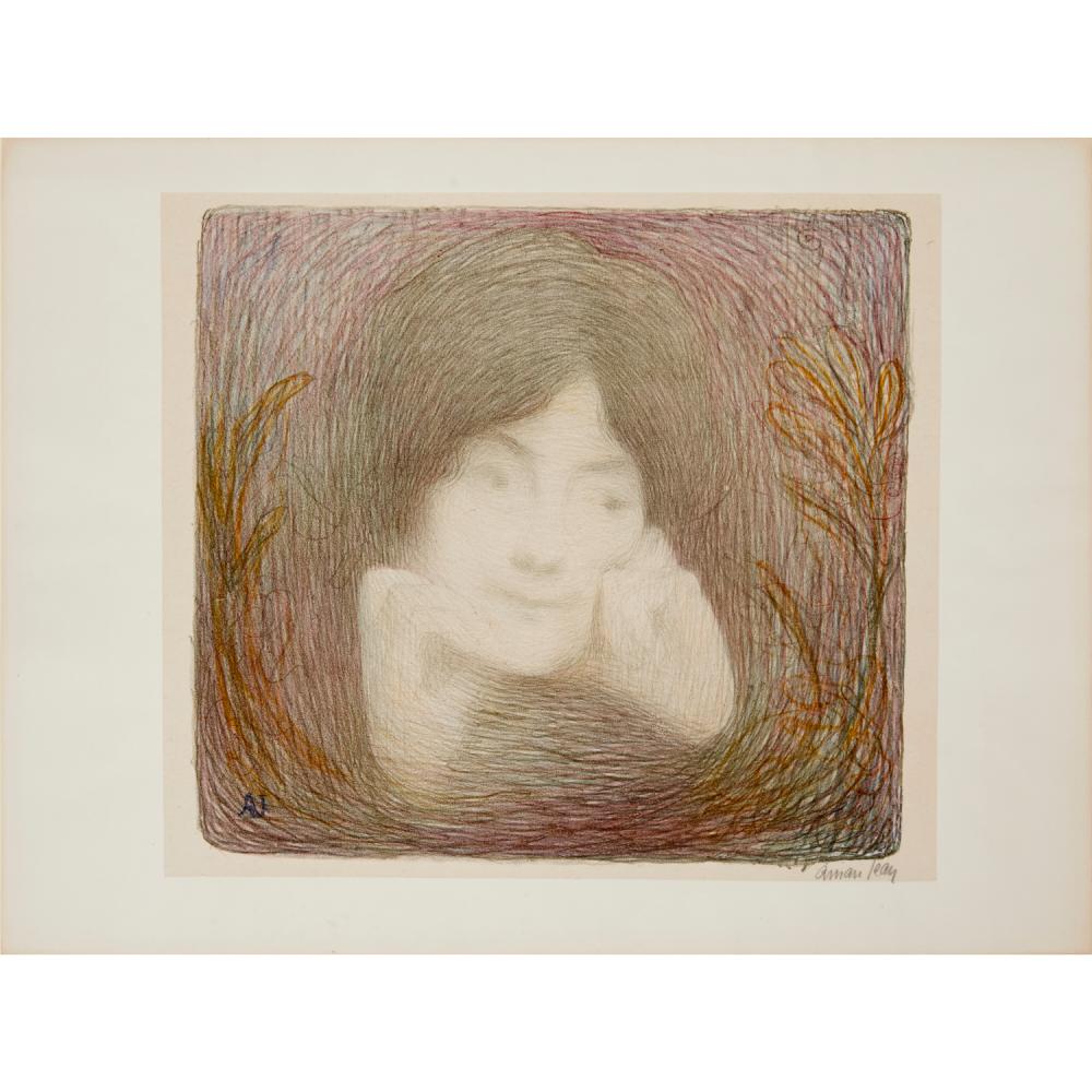 Edmond Aman-Jean comparable auction result: edmond aman jean signed lithograph on chine colle