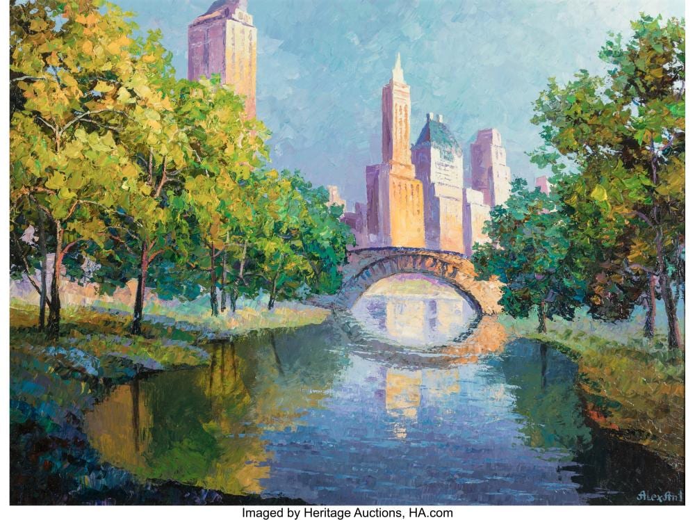 Alexander Antanenka comparable auction result: alexander antanenka russian b 1951 serene view oil on canvas 27 x 36 1 2 inc