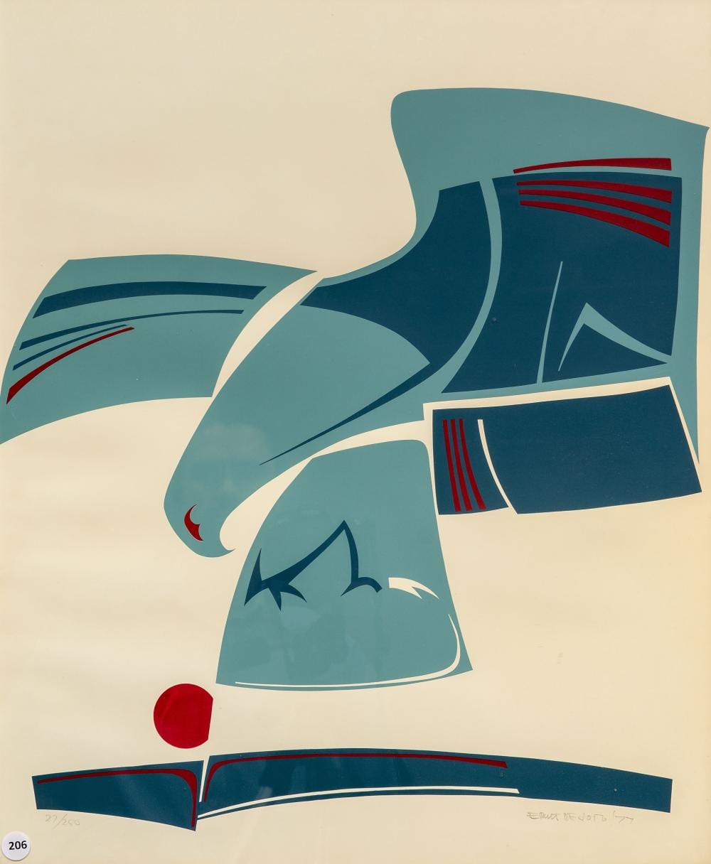 Ernst DeJong comparable auction result: ernst de jong sa 1934 2016 lithograph abstract bird signed dated 77 numbered 27 250 in pencil 60 x 50 sheet size