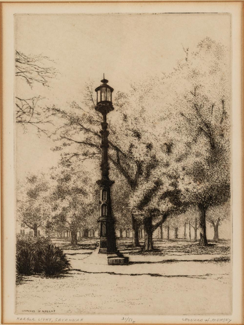 Leonard H. Mersky comparable auction result: leonard h mersky 1917 1994 harbor light etching